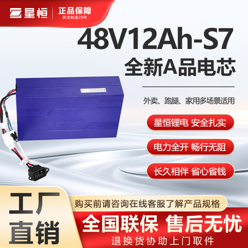 星恒48V12Ah电动自行车锂电池