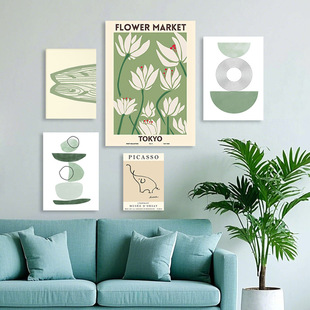 客厅装饰画油画布画芯清新高级感挂画自定义海报