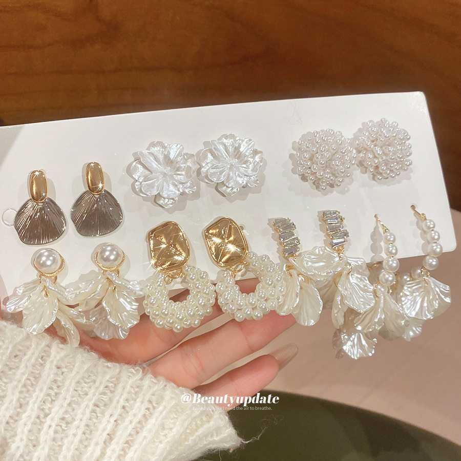 银针镶钻花朵珍珠耳钉套装复古气质百搭耳环轻奢高级感耳饰女,饰品/流行首饰/时尚饰品新,银饰耳饰,淘宝优惠券,粉丝福利购,淘宝优惠卷