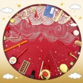 抓周用品套装 抓周道具一周岁生日布置玩具抓阄地毯全套型地毯