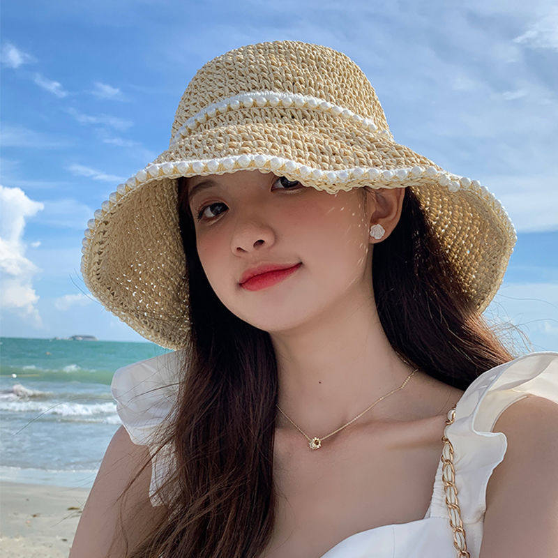 帽子女编织珍珠草帽夏季透气遮阳防晒海边沙滩大头围渔夫太阳帽凉,服饰配件/皮带/帽子/围巾,防晒帽,淘宝优惠券,粉丝福利购,淘宝优惠卷