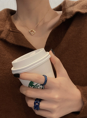 时尚个性简约醋酸戒指女网红潮人百搭小众设计冷淡风食指指环装饰