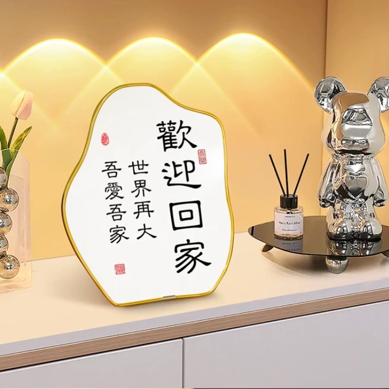 欢迎回家轻奢装饰画入户玄关摆件装饰品酒柜鞋柜客厅电视柜门高档,家居饰品,流水摆件,淘宝优惠券,粉丝福利购,淘宝优惠卷