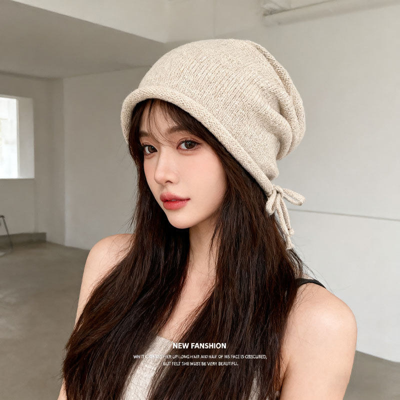 抽绳卷边睡帽时尚百搭帽子女显脸小大头围遮脸宽松针织毛线堆堆帽,服饰配件/皮带/帽子/围巾,帽子,淘宝优惠券,粉丝福利购,淘宝优惠卷