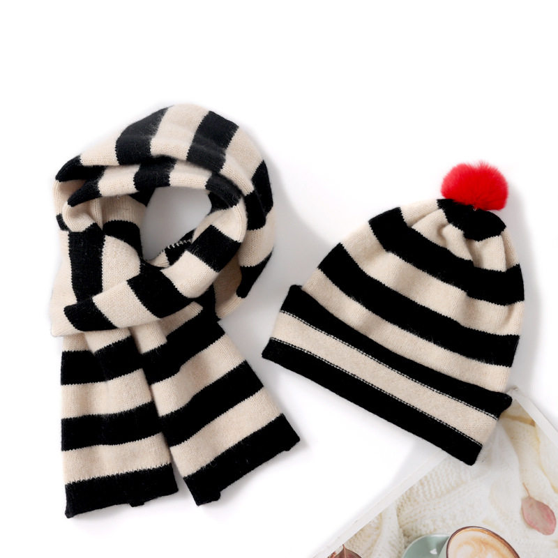 儿童毛线毛球羊绒帽子围巾两件套男女童条纹羊毛针织帽子围巾套装,服饰配件/皮带/帽子/围巾,毛线,淘宝优惠券,粉丝福利购,淘宝优惠卷