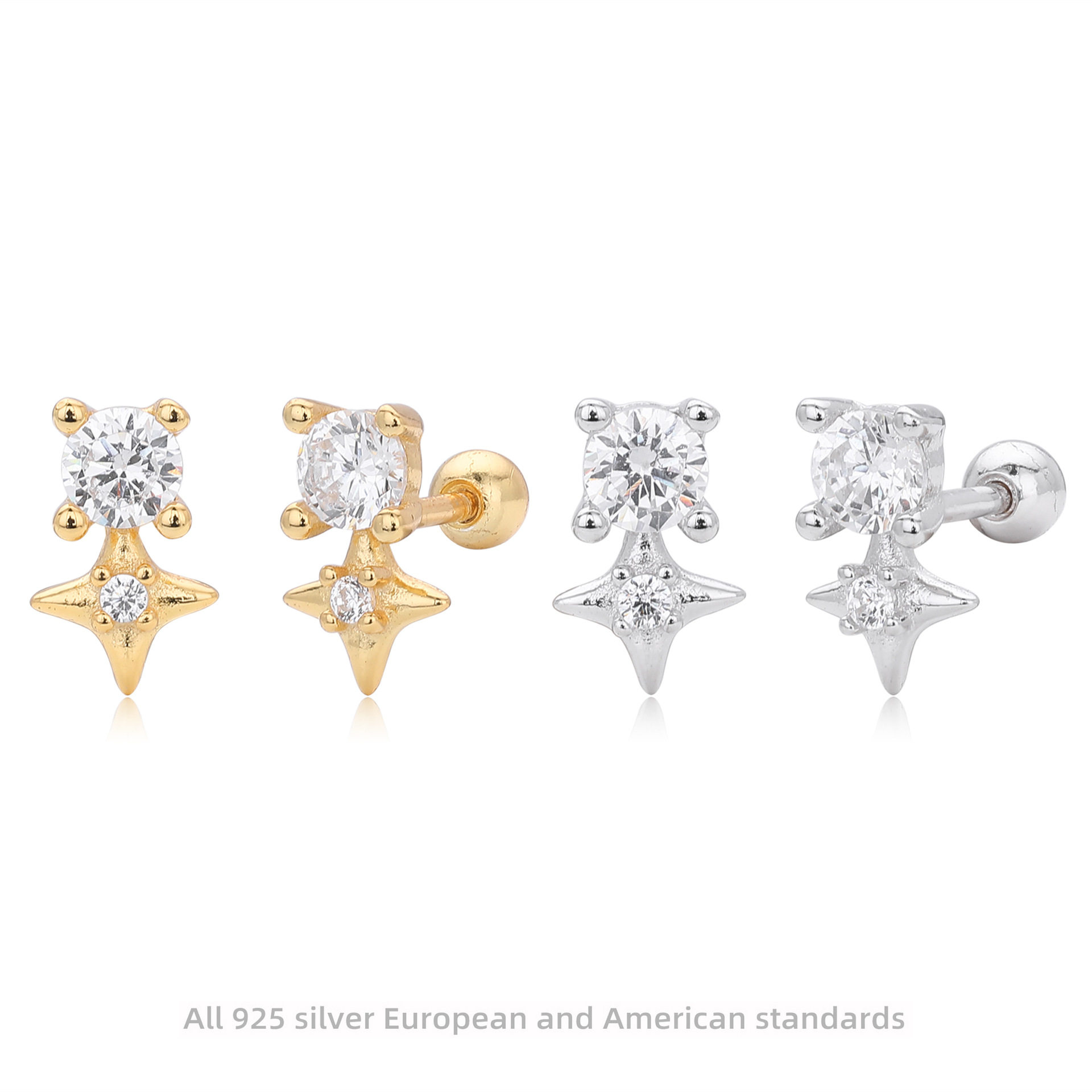 新款925纯银螺丝耳钉时尚四角星镶锆耳饰简约轻奢百搭饰品女,饰品/流行首饰/时尚饰品新,银饰耳饰,淘宝优惠券,粉丝福利购,淘宝优惠卷