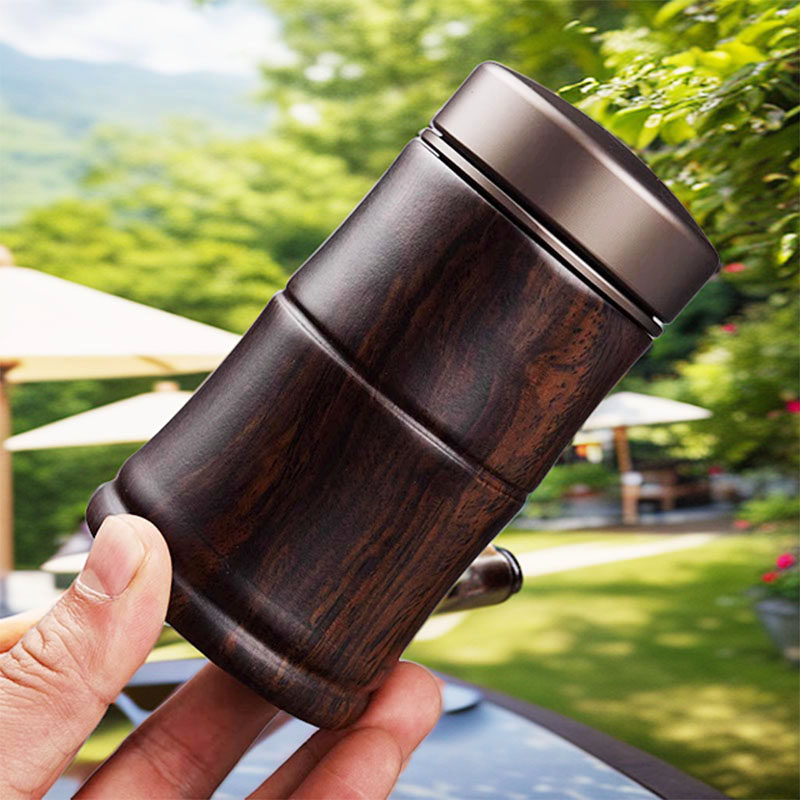 叙锦实木茶叶罐便携式小型茶叶密封罐旅行储茶罐黑檀迷你存茶罐子