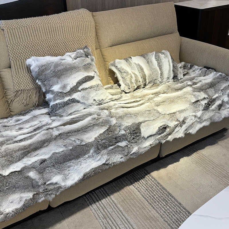 奶油风皮毛一体沙发垫獭兔毛坐垫冬季毛毛垫子沙发盖巾软糯感防滑,居家布艺,沙发垫,淘宝优惠券,粉丝福利购,淘宝优惠卷