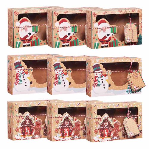 3/6/9/12pcs Kraft Paper Candy Boxes Merry Christmas Cookie G