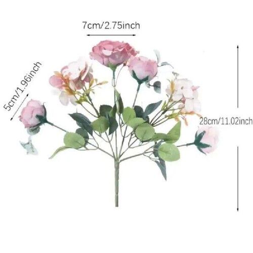 7 Heads Artificial Rose Flower Retro Silk Bride Bouquet