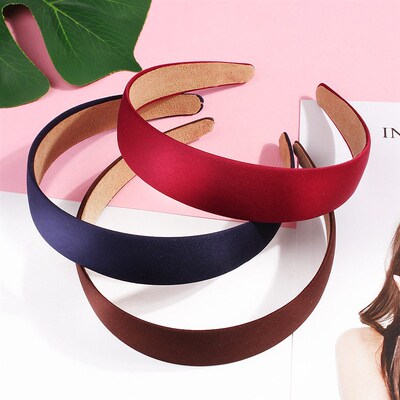3cm Satin vered Headband Plain Hair Band Non-slip Ribbon Hai