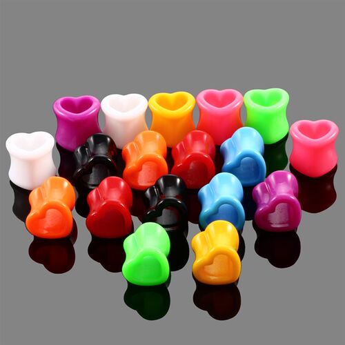 2Pcs/lot Acrylic Tunnels for Ears Heart Hollow Ear Plugs Tun