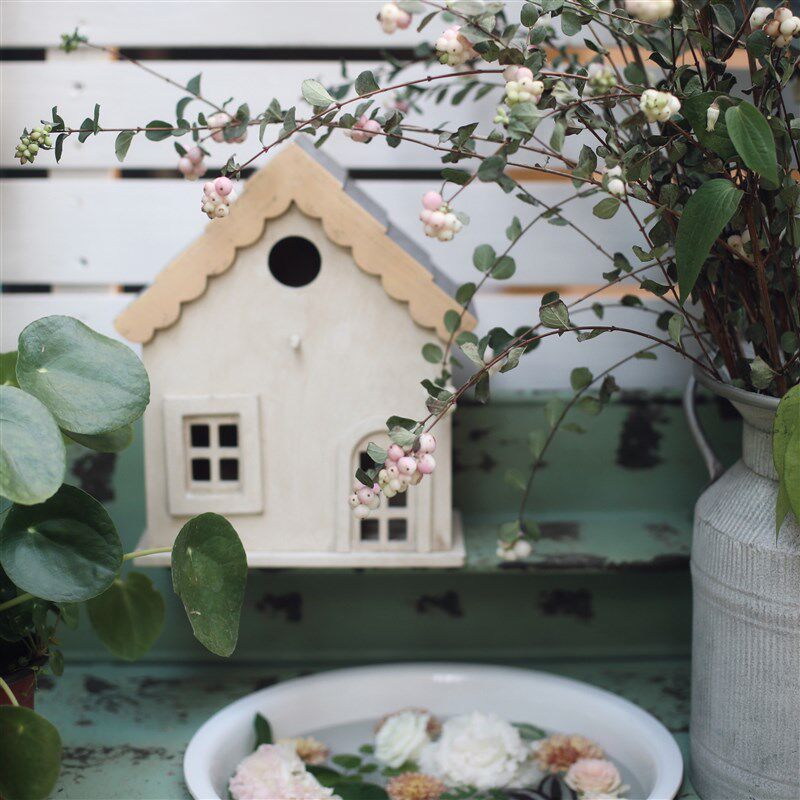 复古白色小房子木头鸟巢家居装饰鸟窝摆件花园杂货鸟屋庭院挂饰,家居饰品,落地摆件,淘宝优惠券,粉丝福利购,淘宝优惠卷