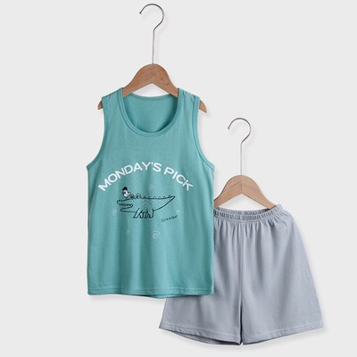 Children Cotton Sleepwear Pyjamas Kids Summer Sleeveless ops