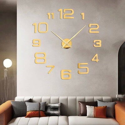 Large Wall Clocks 3D DIY Quartz Clock Acrylic Mirror Sticker