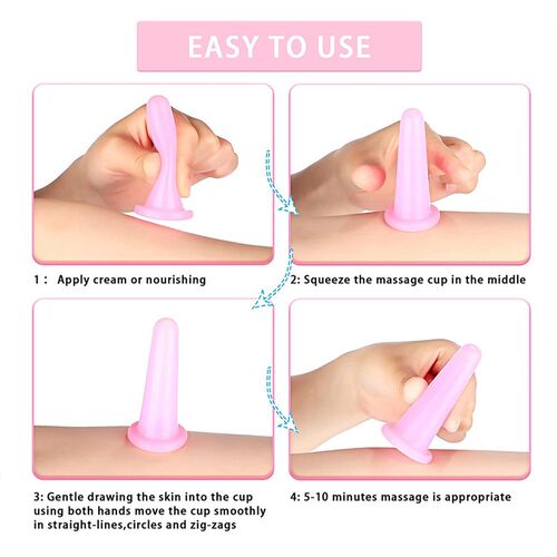 4Pcs Facial Cupping Chinese Silicone Massage Cup Vacuum Suct