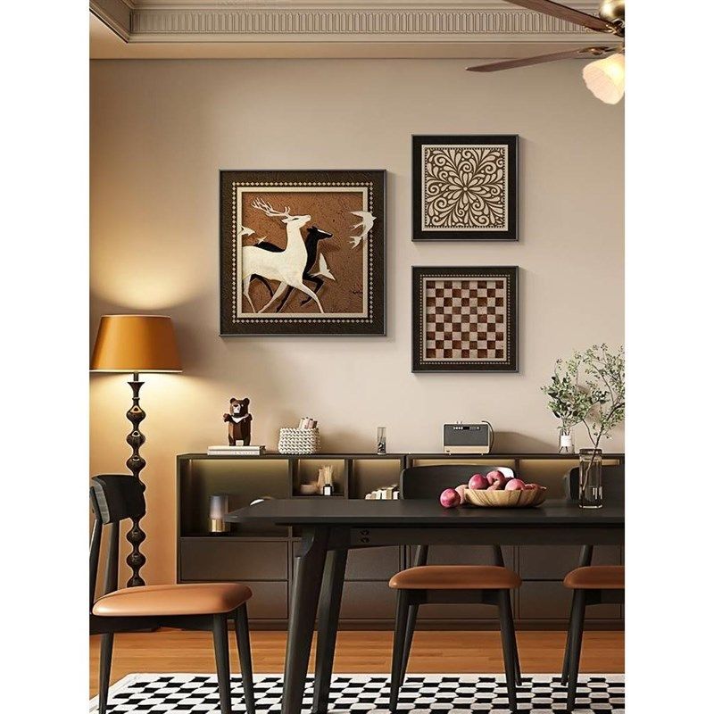 南洋中古风客厅装饰画法式复古沙发背景墙挂画高级感绿色餐厅壁画,家居饰品,现代装饰画,淘宝优惠券,粉丝福利购,淘宝优惠卷