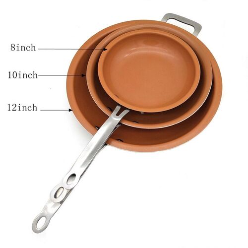 8/10/12 Inch non-stick Skillet Copper Frying Pan With Cerami
