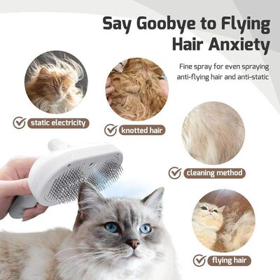 Spray Cat Brush for Shedding - Pet Hair Removal Comb with Wa