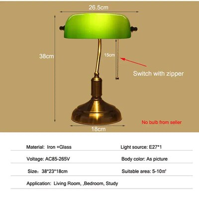 Bank Table Lamp European Style Glass Lamp Retro Office Desk