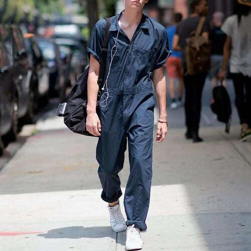 Mens lapel casual work suit jumpsuit 男士翻领休闲工装连体裤