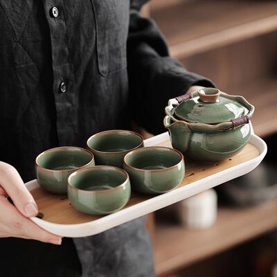 哥窑功夫茶手具杯盖碗FGU茶单个防烫冲泡壶高档冰茶裂手抓壶泡专