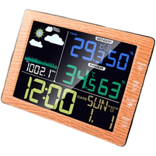 大屏数显彩屏气象站温度时钟天气预报数字闹钟桌面室内外温湿度计