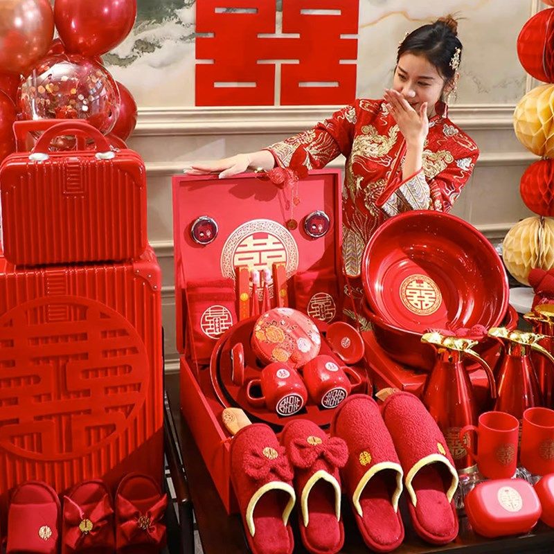女方陪嫁装结婚用品大全婚礼喜盆婚庆红色新娘家全嫁妆陪嫁箱,节庆用品/礼品,创意礼盒/礼品套组,淘宝优惠券,粉丝福利购,淘宝优惠卷