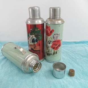 民俗怀旧收藏老物件老竹子暖瓶老保温瓶绿铁皮暖壶农家院装饰摆件