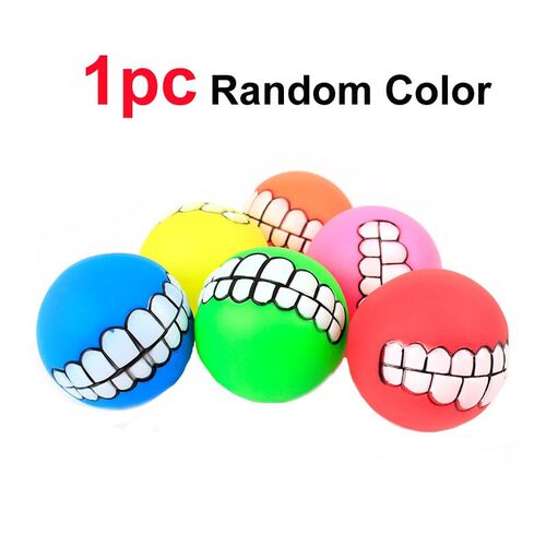 Dog Chewing Rubber Ball  Squeaky Cleaning Tooth Dog Chew Toy