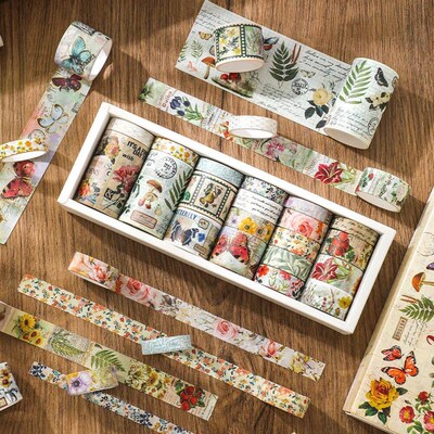 20 rolls Vintage Washi Tape Set Butterfly Flower Plant Maski