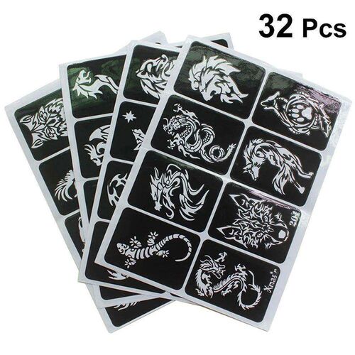 Stencils Tattoo Tattoos Glitter Templates Face Temporary Kit