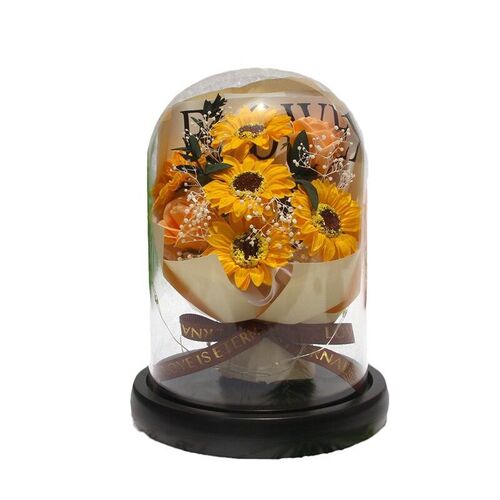 Valentines Day Soap Flower Transparent Glass ver Rose Everl