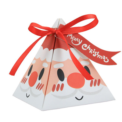 10pcs Triangle Christmas Paper Box Santa Claus Cookies Candy