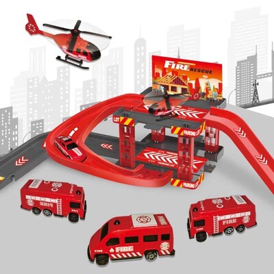 Kids Track Parking Lot Toy Automobile Building Indoor Racing