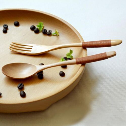 2pcs/set Eco-friendly wooden log coffee fork kit kitchen sup