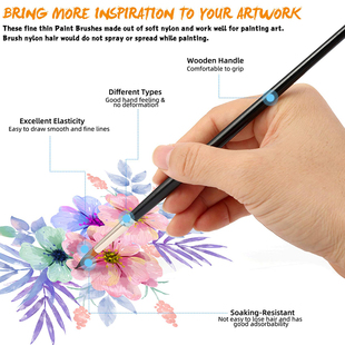 Set Brushes Professional Brush Point 12pcs Round Paint