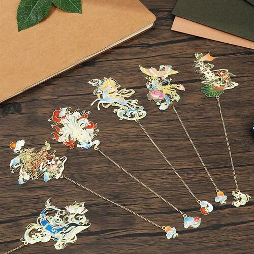 Chinese Style Bookmark Retro Brass Book Clip Hollow Metal Ta