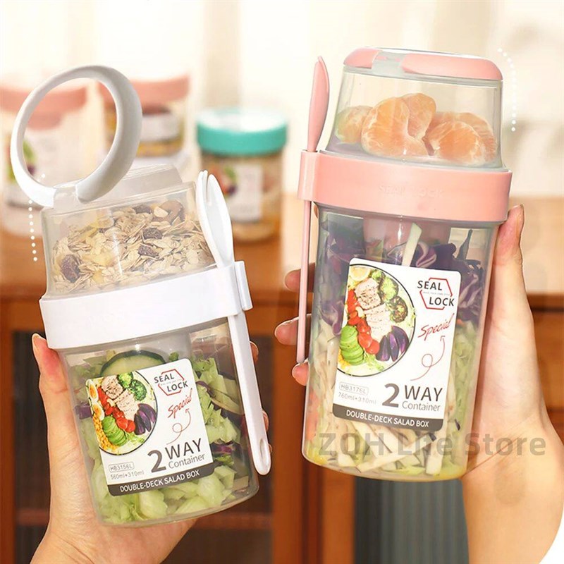 1L Portable Breakfast Cups Oatmeal Cereal Nut Yogurt Salad C图片