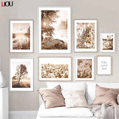 Lake Bridge Dandelion Flower Reed Quote Wall Art  Painting P