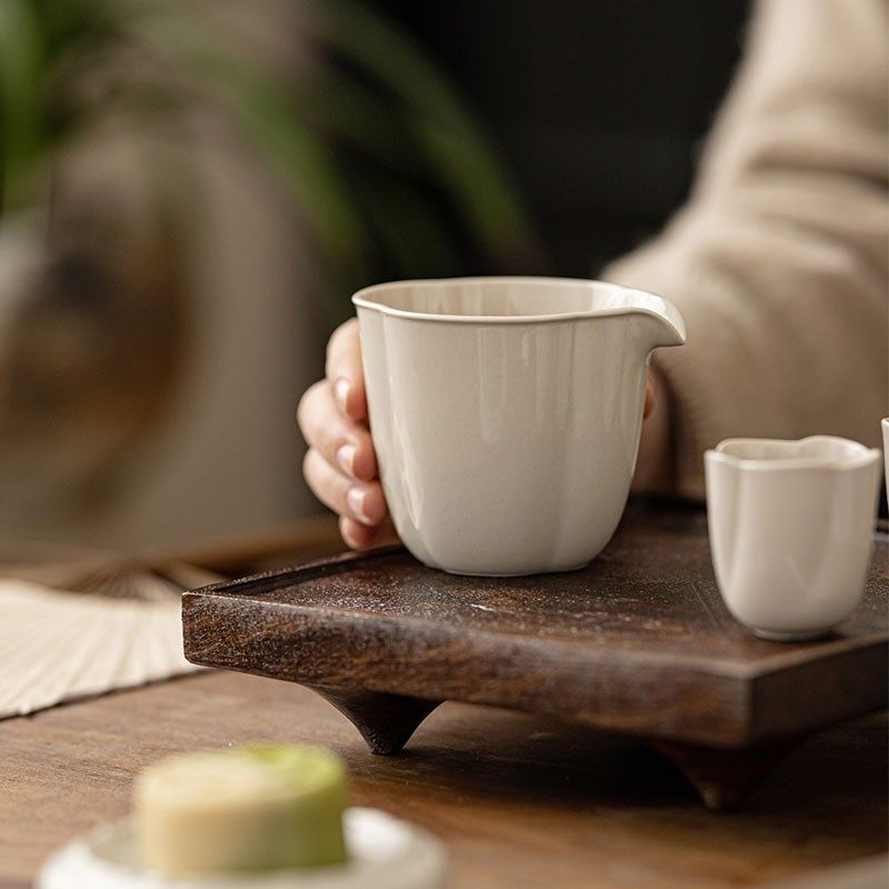 三点水草木灰公道杯匀杯中式家用茶海分茶器功夫茶具陶瓷茶道配件