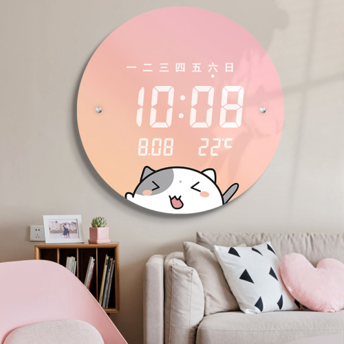 LED挂钟卡通可爱儿童钟表客厅家用装饰时钟卧室静音挂表夜光挂墙