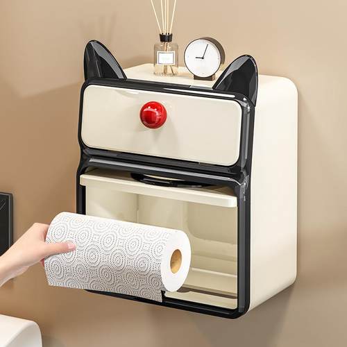 纸巾盒卫生间壁挂式纸抽盒可爱卷纸筒家用多功能创意餐巾纸抽纸盒