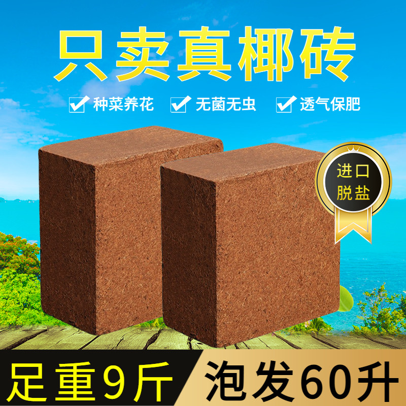 9斤精品大椰砖脱盐椰糠无菌通用营养土多肉种花种菜兰花有机椰土