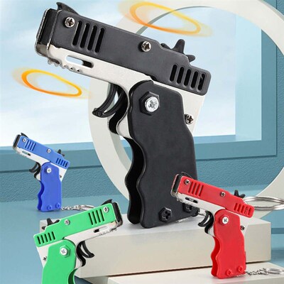 1PCS keychain gun 60 rubber bands rubber band gun Shooting P