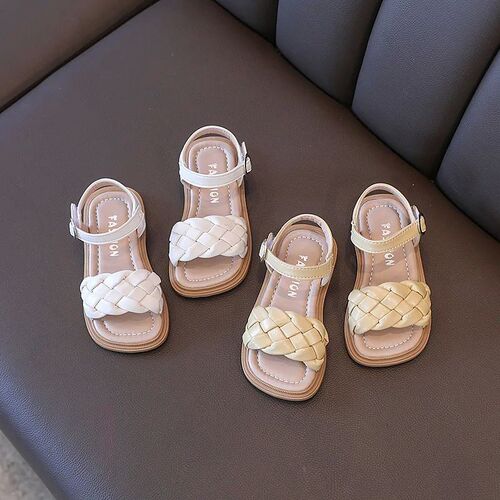 Toddler Shoes Girl Summer Braided Vacation Square Toe Cute C