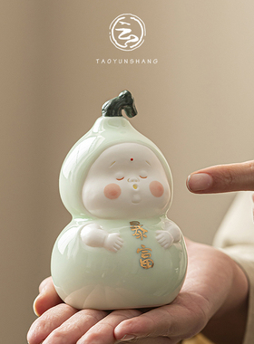 创意可爱葫芦暴富招财陶瓷摆件精品家居饰品桌面工艺品办公室送礼
