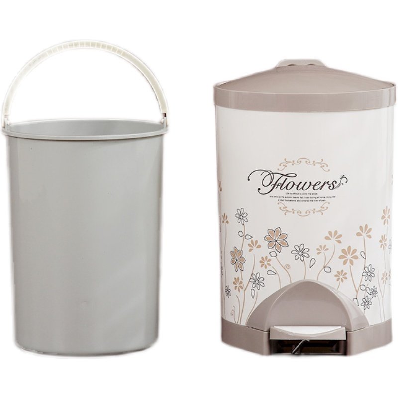 印花脚踏垃圾桶家用客厅卧室卫生间欧式静音有盖办公室塑料卫生桶