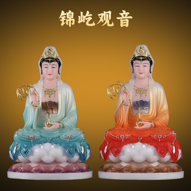 家用保平安观音观音菩萨汉白玉树脂彩绘坐莲摆件供奉新款神像,家居饰品,桌面摆件,淘宝优惠券,粉丝福利购,淘宝优惠卷