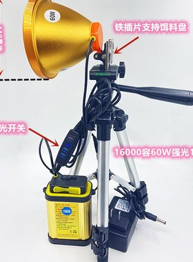 鸿顺铝合金高亮充电USB5WW0W000容1000容头夜钓鱼灯蓝光